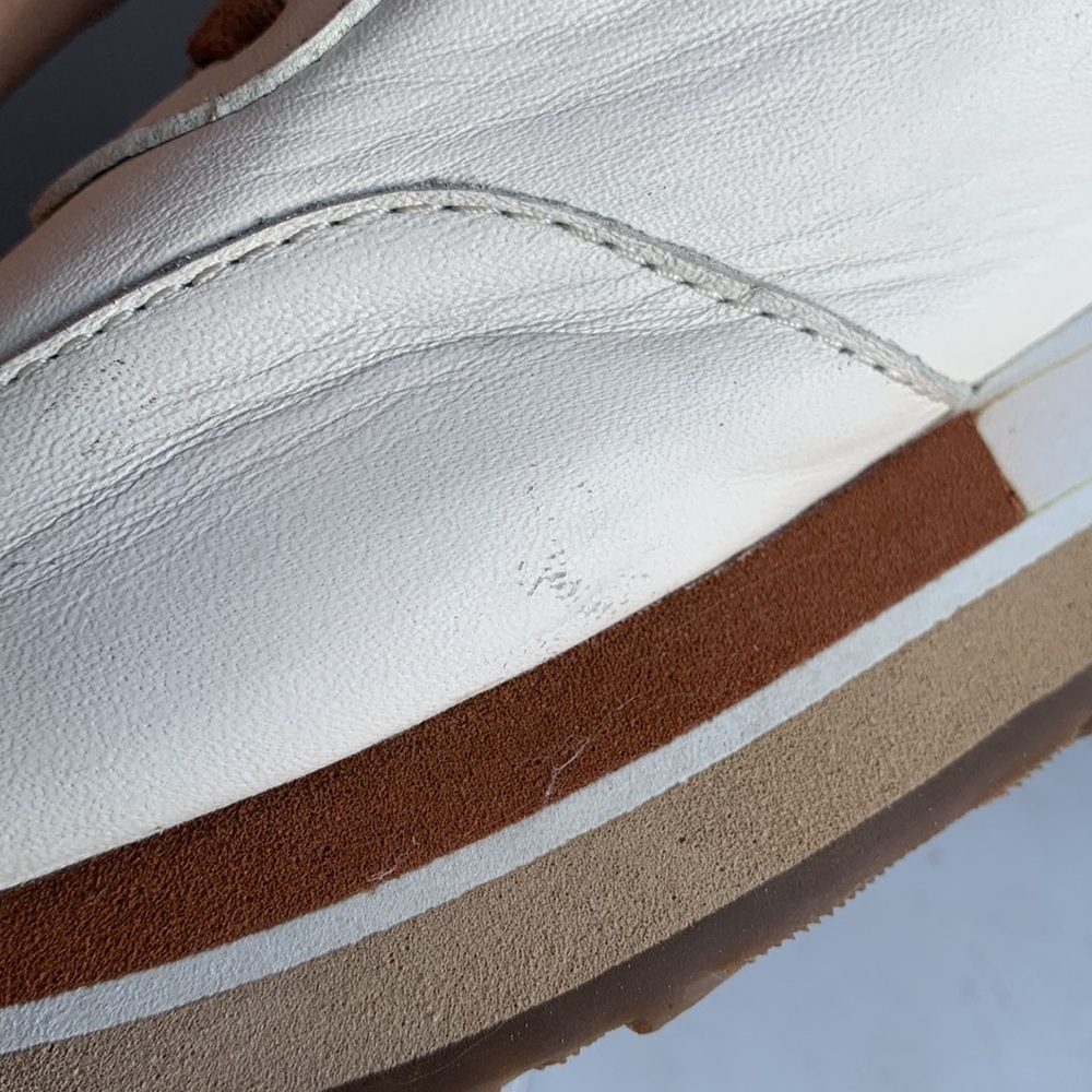 BOSI Leather Sneakers Women’s 38 White Lace Up Casual Shoes EUC Minimalist Style - Picture 8 of 14